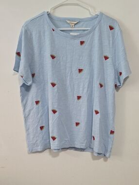 Lucky Brand Light Blue Short Sleeve Tee with Watermelon Motif